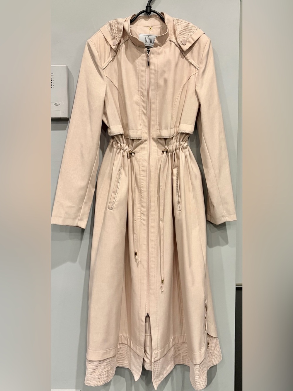 UTILITY INSPIRED PINK BEIGE HOODED TRENCH COAT